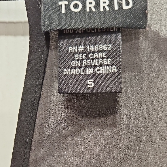 Torrid Black Blouse with Red and Cream Floral Design - Picture 2 of 5